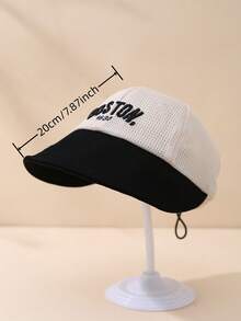 夏季款薄質嬰兒防曬帽，嬰兒彈性透氣寬邊棒球帽，適用於新生兒 - 黑色 - 查看 3