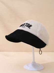 夏季款薄質嬰兒防曬帽，嬰兒彈性透氣寬邊棒球帽，適用於新生兒 - 黑色 - 查看 2