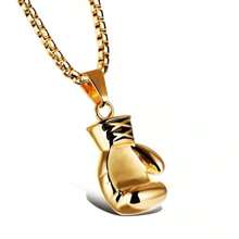 1 pièce Collier en acier inoxydable et titane avec design de gant de boxe rétro pour le sport