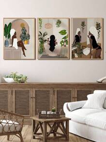 3入組無框帆布海報，復古藝術，卡通和野花藝術油畫海報，適用於臥室、客廳、餐廳、廚房、書房、浴室、走廊、宿舍房，壁畫、壁飾、家居裝飾、房間裝飾帆布印刷完美禮物