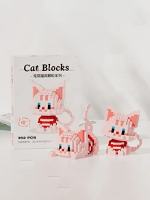 小颗粒拼装积木玩具，可爱猫咪拼图摆件。一盒积木可以拼一只坐着或躺着的猫（材料只够拼一个款式）房间装饰