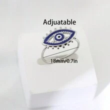 1 chiếc nhẫn mở trang trí mắt quỷ thời trang, thiết kế đơn giản cổ điển, thích hợp cho nam và nữ đeo hàng ngày hoặc đi biển - Nhẫn mắt quỷ - Xem 3
