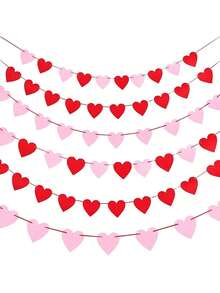 1 Bộ Hình Trái Tim Nỉ Vòng Hoa Và Vương Miện Hoa Màu Đỏ Và Hồng, Valentine/Cưới/Đính Hôn/Trang Trí Tiệc Kỷ Niệm - đỏ + hồng - Xem 7