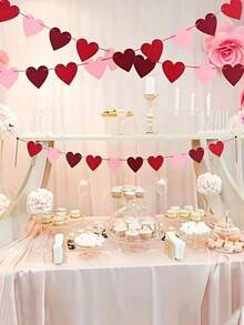 1 Bộ Hình Trái Tim Nỉ Vòng Hoa Và Vương Miện Hoa Màu Đỏ Và Hồng, Valentine/Cưới/Đính Hôn/Trang Trí Tiệc Kỷ Niệm - đỏ + hồng - Xem 1
