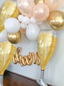 1 stuk aluminiumfolie ballon in de vorm van een champagneglas, cartoon feestdecoratie ballon, voor bruiloften, verjaardagen, bars, jubileumcadeaus (goudkleurig glas), Kerstmis