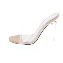 Women's Dressy Peep Toe Clear Transparent Strap Slip On Clear Heels - 透明/裸色 - 查看 3