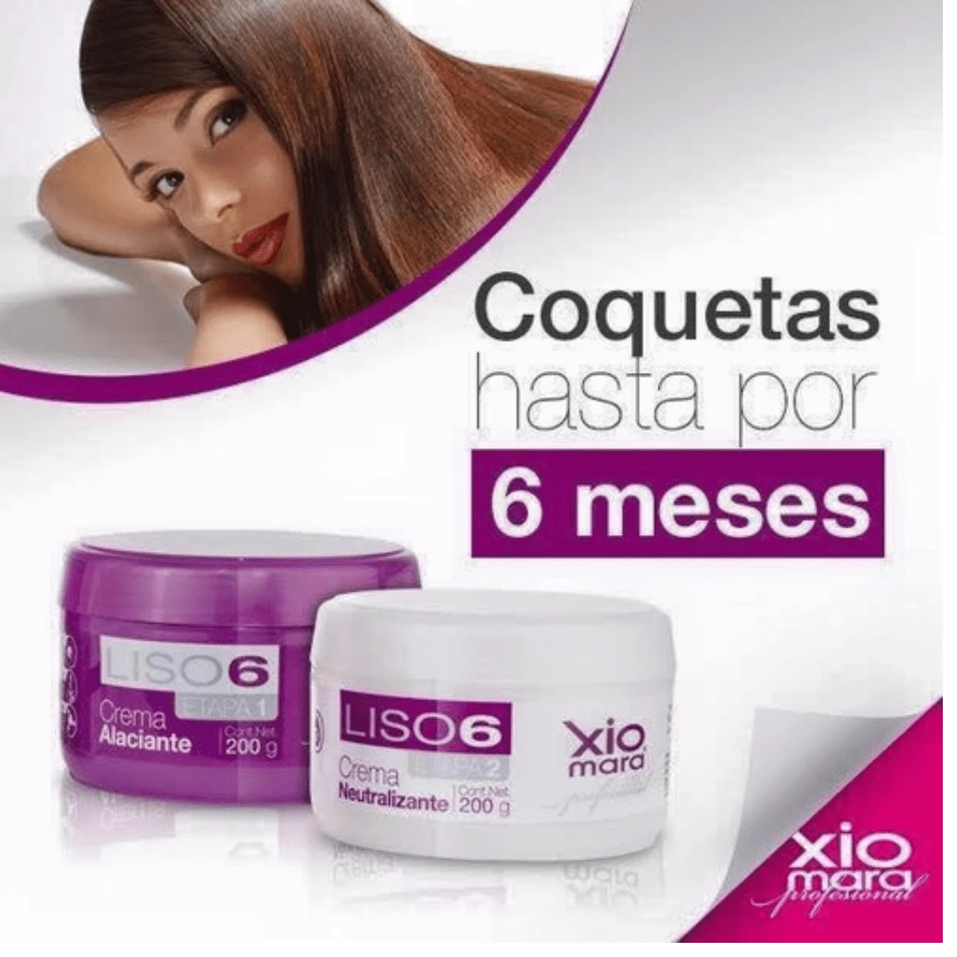 Alaciado Permanente Liso 6 XIOMARA alaciante de cabello keratina lisso permanente por 6 meses sin formol 1pz - liso 6 - Ver 1