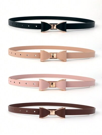 1pc Fashionable Bow-Knot Buckle Women Skinny Belt, Simple & Personalized Solid Color, Suitable For Daily Matching With Dresses, Decorative Thin Belt Valentine's Day Valentines Summer, School Fall, Autumn, Halloween