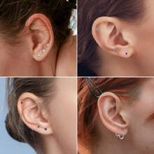 5Pairs 20G Earrings For Women Men Studs And Hoop Earrings CZ Flat Back Stud Earrings For Sensitive Ears Hypoallergenic Cartilage Helix Earrings