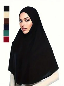 1pc Women Hijab Solid Color Face Slimming Head Scarf And Small Robe, Turban Headband, Sun Blocker And Decorative Undercap For Abaya Daily Under Cap Women Veil,Beach,Holiday - Multicolor - View 12
