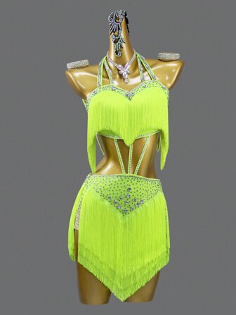 ABC Dancing New Professional Latin Dance Dress Adult Sports Competition Dance Hall Girl Party Practice Clothes Sexy Tassel Skirt