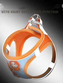 寵物狗牽引帶胸背帶反光繩索，適用於小型犬和貓，防窒息設計 - 橘色 - 查看 6