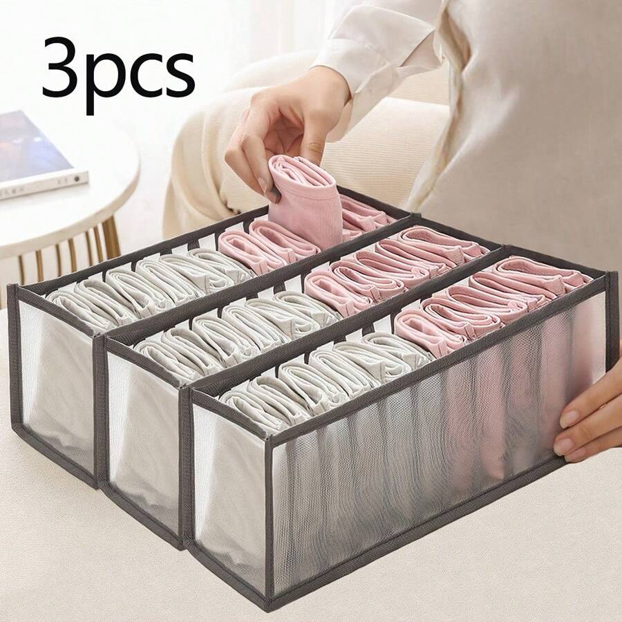 1pc/3pcs 11-Grid 6-Grid Hộp đựng đồ lót có ngăn kéo, Ngăn kéo đựng quần áo có thể gập lại để đựng đồ lót, áo ngực, tất, Đồ trang trí tiết kiệm không gian gia đình, Đồ trang trí lễ hội, Đồ trang trí phòng, Đồ trang trí nhà, Đồ trang trí phòng ngủ, Quần váy, Giày dép, Quần jean, Giày bốt, Váy, Phòng ngủ, Đồ tổ chức, Đồ lưu trữ tại nhà, Áo phông trắng cho nữ, Quần đen cho nữ, Quần áo mùa đông cho nữ, Váy,