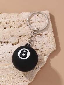 1 pieza Llavero decorativo con bola de piscina, llavero de billar con colgante de bola 8 de la suerte, regalo para jugadores y entusiastas del billar - Negro - Ver 3