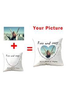 個性化枕套家居裝飾坐墊套，印有情人節、聖誕節、感恩節、新年、嬰兒照片、情侶照片、家庭照片。僅單面印刷不含枕芯。 - 彩色 - 查看 5