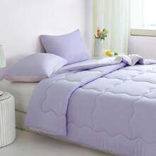 Nice Reversible Ultra-Soft Bedding Comforter Set - Jersey Knit T-Shirt Feeling - Cute Fluffy Lightweight Bedding Down Blanket Quilt With Pillowsham For Man Women Girl All Season Use - Twin / TWIN XL FULL QUEEN KING CAL KING Size - Rose Pink Purple Blue White Grey Blue Yellow Olive Emerald Green - Màu tím hoa cà - Xem 8
