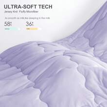 Nice Reversible Ultra-Soft Bedding Comforter Set - Jersey Knit T-Shirt Feeling - Cute Fluffy Lightweight Bedding Down Blanket Quilt With Pillowsham For Man Women Girl All Season Use - Twin / TWIN XL FULL QUEEN KING CAL KING Size - Rose Pink Purple Blue White Grey Blue Yellow Olive Emerald Green - Màu tím hoa cà - Xem 3