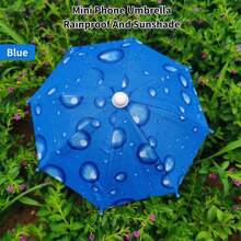 1 pieza Paraguas de celular, Paraguas de móvil, Mini paraguas para móvil para exteriores, Paraguas para el teléfono móvil para montar al aire libre, Paraguas de protección contra la lluvia con excelente efecto de sombreado, Conveniente para revisar el teléfono celular al sol, Necesario para entrega de servicio para llevar un paraguas para móvil - Azul - Ver 11
