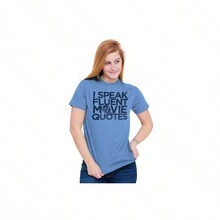 Eu Falo Citações de Filmes Com Fluência - Camiseta Gráfica Novidade - Azul Carolina - Visão 6