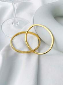 1 Pièce Bracelet Pour Femme En Acier Inoxydable, Couleur Unie, Anti-fading, Simple, Personnalisé, Empilable, Haut De Gamme Et À La Mode