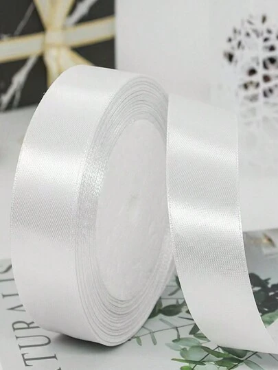 Size: 2.5cm/0.98in Width, 25 Yards, White Polyester Satin Ribbon, Ideal For Making Bows And Decorations For Festivals Like Christmas And Weddings,Christmas