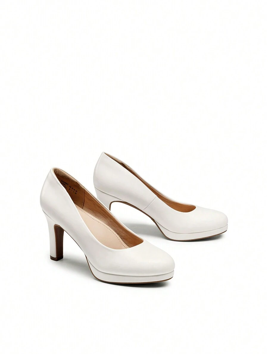 Women's Close Toe Low Heels Platform Pump Comfortable Office Work Dress Shoes For Women - trắng - Xem 1