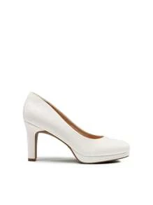 Women's Close Toe Low Heels Platform Pump Comfortable Office Work Dress Shoes For Women - trắng - Xem 3