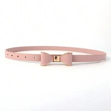 1 buc Curea subțire pentru femei cu cataramă cu fundă la modă, culoare solidă simplă și personalizată, potrivită pentru asortarea zilnică cu rochii, curea decorativă subțire pentru Ziua Îndrăgostiților, vara, școala