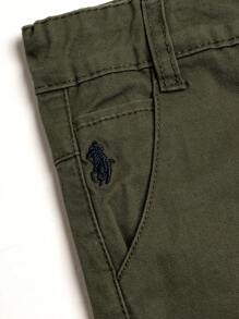 男童休闲编织短裤，舒适有弹性，刺绣拉链，5 部分，内置松紧带可调节，返校装