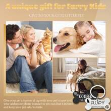 骨形個性化狗牌 - 雙面刻字寵物名牌，不銹鋼寵物ID標籤 - 玫瑰紅 - 查看 4