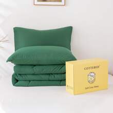 Nice Reversible Ultra-Soft Bedding Comforter Set - Jersey Knit T-Shirt Feeling - Cute Fluffy Lightweight Bedding Down Blanket Quilt With Pillowsham For Man Women Girl All Season Use - Twin / TWIN XL FULL QUEEN KING CAL KING Size - Rose Pink Purple Blue White Grey Blue Yellow Olive Emerald Green - 橄欖綠 - 查看 2