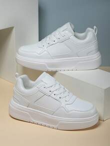 Giày trượt ván đơn giản màu trắng thời trang nữ, nhẹ thoáng khí, đế dày chống trượt, bền, chống thấm nước, dùng ngoài trời - trắng - Xem 5