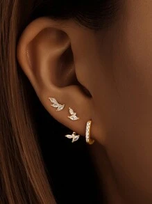 3PCS 925 Sterling Silver Minimalist Style Marquise  Small Cubic Zirconia Helix Earrings Dainty Tragus Cartilage Studs Ear Piercing Jewelry Gifts For Girls Teens Daily Wear Wedding Engagement