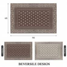 Pauwer Outdoor Rug Waterproof For Patios, Reversible Outdoor Plastic Straw Rug, Indoor Outdoor Area Rugs Carpet RV Mat, Outdoor Patio Camping Rug For RV, Picnic, Backyard, Deck, Balcony, Porch - viền nâu - Xem 7