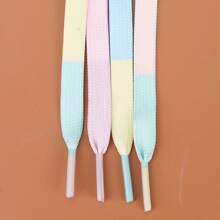 1 Pair Creative Ombre Candy Color Flat Shoelaces, Unisex & Kids, Suitable For Canvas Shoes, Sneakers, Skateboard Shoes, White Shoes