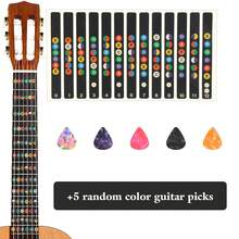 1 Pc/2 Pcs Guitar Fretboard Stickers, Guitar Note Stickers, Learn Guitar Tabs, Sticker For Beginner Learner With 5 Pcs Guitar Picks, Black/Transparent - Multicolor - View 14