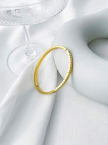 1 Pièce Bracelet Pour Femme En Acier Inoxydable, Couleur Unie, Anti-fading, Simple, Personnalisé, Empilable, Haut De Gamme Et À La Mode