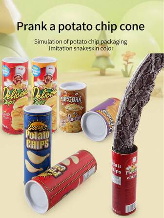 Set de regalo para el Día de los Inocentes que incluye una serpiente saltarina hecha de patatas fritas, juguete de serpiente de patatas fritas espeluznante, juguete de serpiente simulada, broma, relleno de calcetín, juguete de broma, serpiente de goma, juguetes, broma, relleno de calcetín, broma, juguetes, juguetes de broma