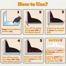 2pcs Shower Splash Guard, Self- Adhesive Transparent Shower Water Guard, Bath Corner Water Splash Guard To Keep Water In Shower, Tub Splash Guard - Transparent - View 6