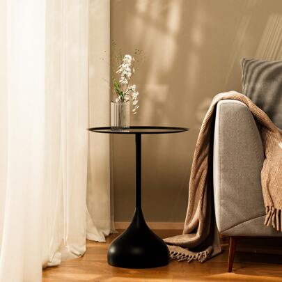 復古風格豪華鐵小圓桌沙發邊,適合客廳、廚房等場合放置咖啡、茶等。