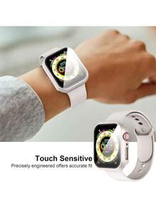 6 buc. Husa de ceas All-In-One din sticlă securizată pentru PC +, husă de protecție la modă anti-cădere, compatibilă cu Apple Watch 38/40/41/42/44/45/46/49 mm, compatibil cu Apple Watch Ultra/SE/Series 10/9/8/7/6/5/4/3/2/1, Accesorii pentru ceasuri inteligente