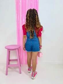 Young Girls Denim Overalls & Jumpsuits - 淺粉色 - 查看 2