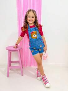 Young Girls Denim Overalls & Jumpsuits - 淺粉色 - 查看 1