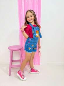 Young Girls Denim Overalls & Jumpsuits - 淺粉色 - 查看 5
