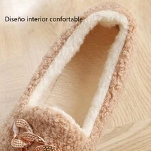 Pantuflas Calientes Con Peluche Suaves Para Mujer - Marrón - Ver 4