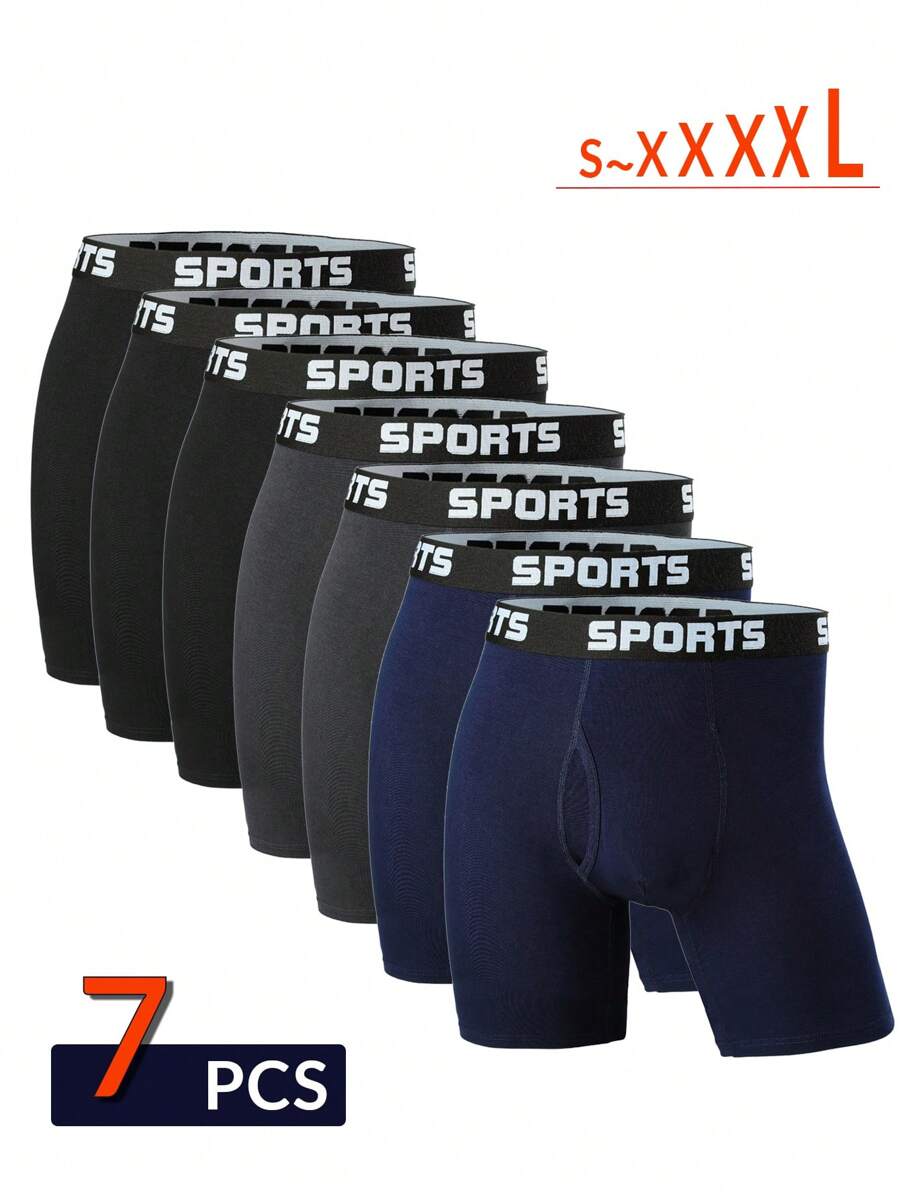Men's 7-Piece Monogrammed, Casual, Breathable, Comfortable Boxer Briefs With Monogrammed Waist S-XXXXL
