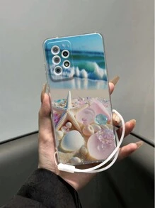 Perforierte transparente Seestern-bemalte stoßfeste Handyhülle mit Handschlaufe kompatibel mit iPhone XR/7/8, iPhone 15 ProMax, iPhone 13, iPhone 14, iPhone 11 Soft TPU Schutzhülle, kompatibel mit Galaxy S24, Galaxy S24+, Galaxy S24 Ultra, Galaxy S22, Galaxy A13 4G, Galaxy A52, A52s 5G, Redmi Note 11, 11 Lite - Verschiedenfarbig - Übersicht 3