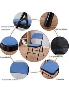 1 Pieza Silla Plegable Acolchada Tapizada de Niñ@s, Silla De Evento para Dormitorio De Niñ@s Sillas Plegables, Asiento De Comedor Acolchado Portátil Sin Brazos para Sala De Estar Interior y Comedor, - Verde - Ver 8