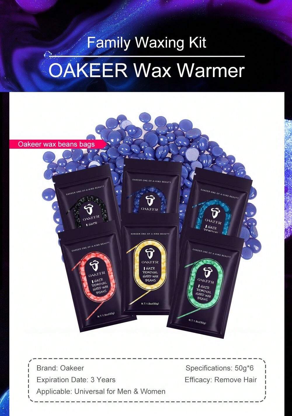 OAKEER Waxing Kit With US Plug (Includes 200ml Wax Melting Machine