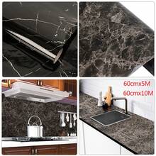 10M Gloss Marble Vinyl Film Self Adhesive Cupboard Kitchen Worktop Sticker Wrap - Black and White - View 5